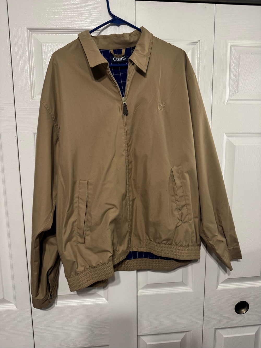 Chaps Men's Khaki Lightweight Zip-Up Harrington Jacket